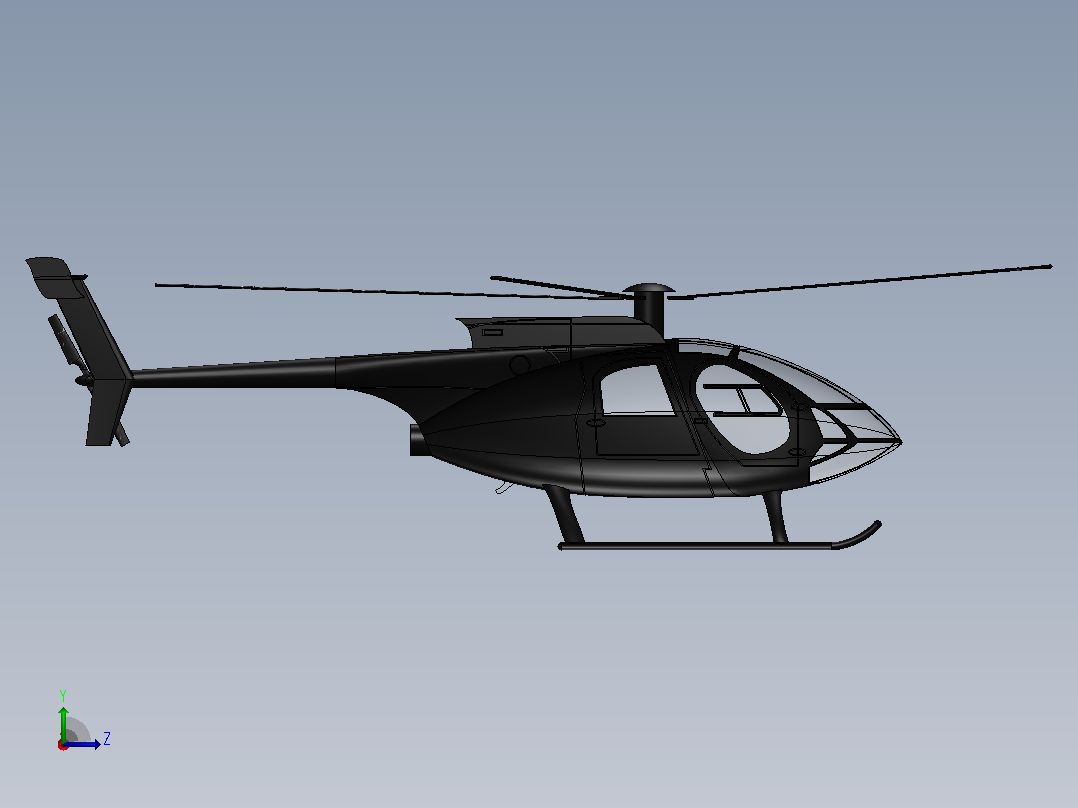 AH-6G小鸟轻型攻击直升机左视图