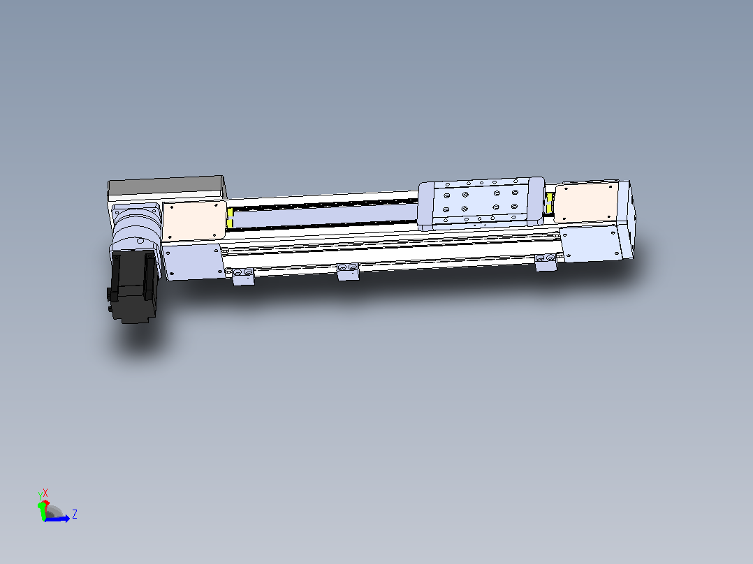 DMEB110-RBCR欧规同步带模组直线模组（电机右后折）[DMEB110-L13S350-DT750-C2U-RBCR]主视图