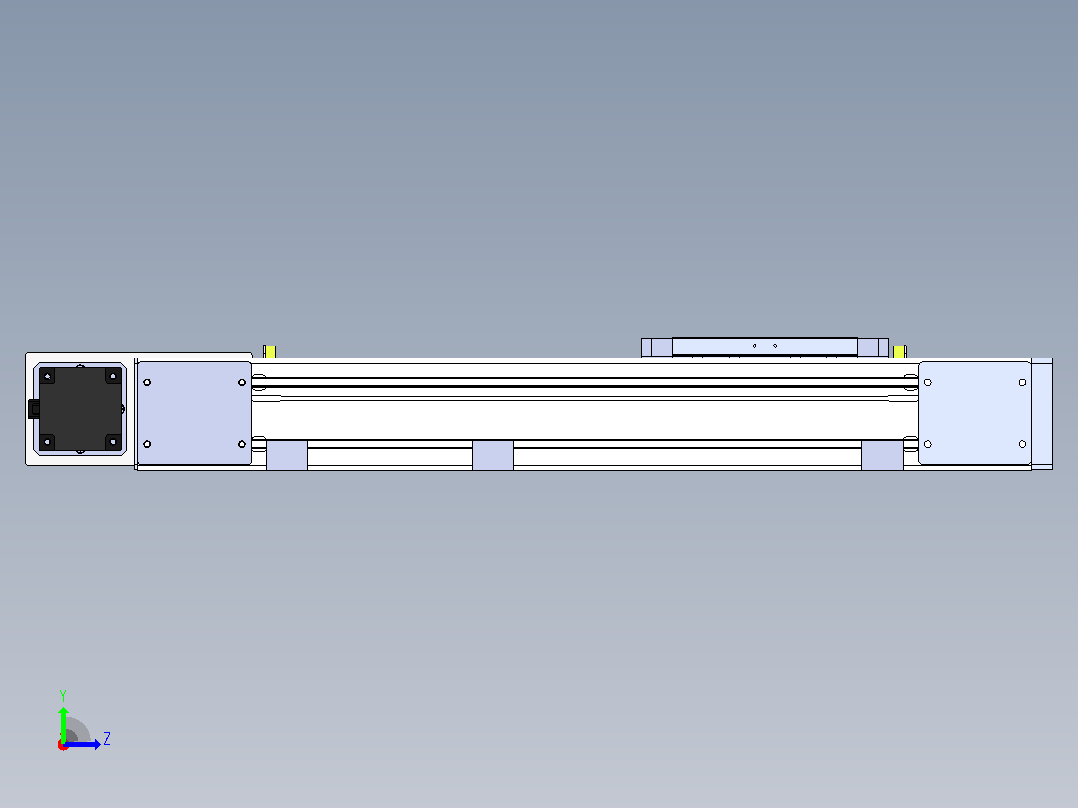 DMEB110-RBCR欧规同步带模组直线模组（电机右后折）[DMEB110-L13S350-DT750-C2U-RBCR]左视图