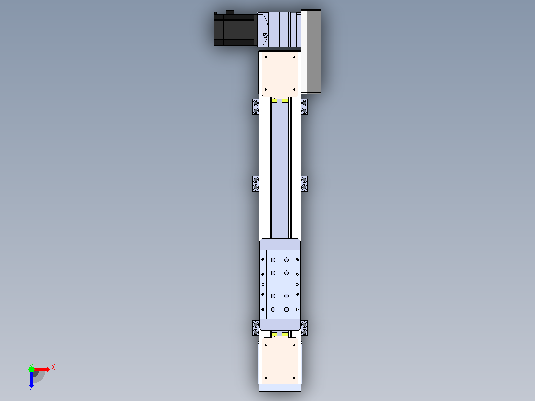 DMEB110-RBCR欧规同步带模组直线模组（电机右后折）[DMEB110-L13S350-DT750-C2U-RBCR]俯视图
