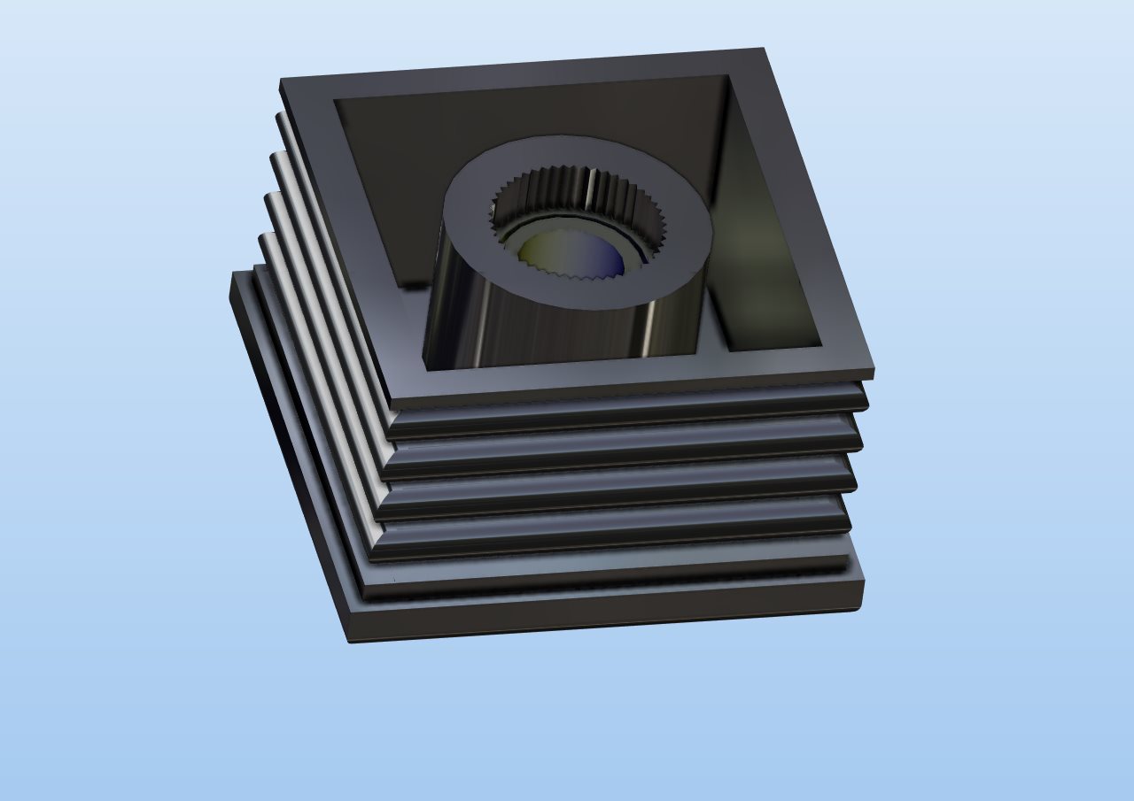 用于50 x 50 x 1.5的可调底座和箱形截面螺纹嵌件，带M10 x 200 mm螺杆、塑料底座中的花键螺纹嵌件和方形嵌件凸台