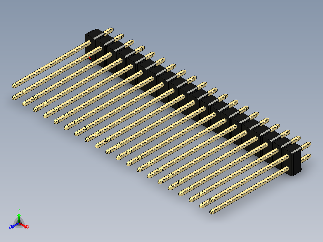彩色公头100mil（2.54mm）系列-DS1021_black_2x20p_100mil_Type19_rev1.0正等轴测图