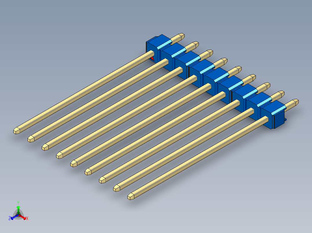 彩色公头100mil（2.54mm）系列-DS1021_blue_1x09p_100mil_Type43_rev1.0主视图
