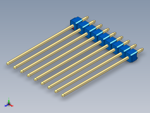 彩色公头100mil（2.54mm）系列-DS1021_blue_1x09p_100mil_Type43_rev1.0正等轴测缩略图