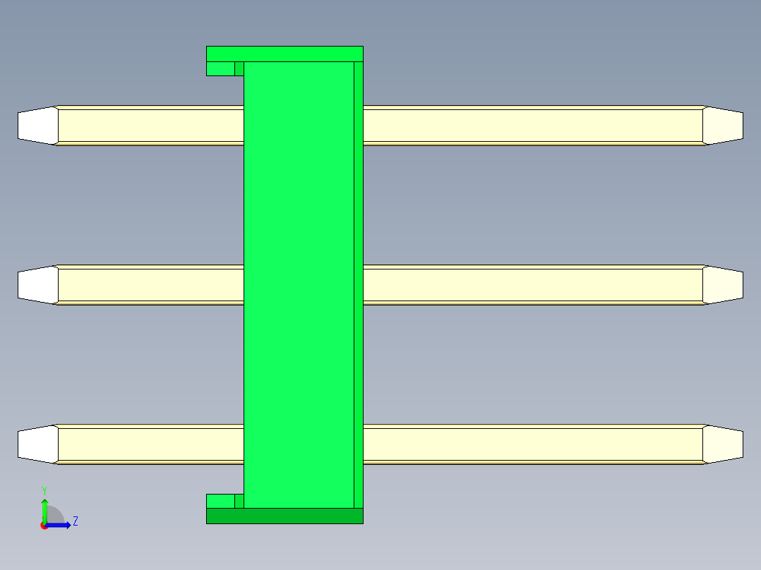 彩色公头100mil（2.54mm）系列-DS1021_green_3x01p_100mil_Type1_rev1.0左视图