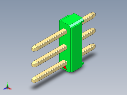 彩色公头100mil（2.54mm）系列-DS1021_green_3x01p_100mil_Type1_rev1.0正等轴测缩略图