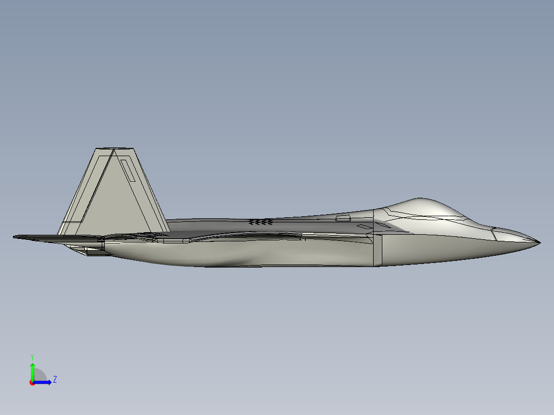 F22猛禽战斗机模型左视图
