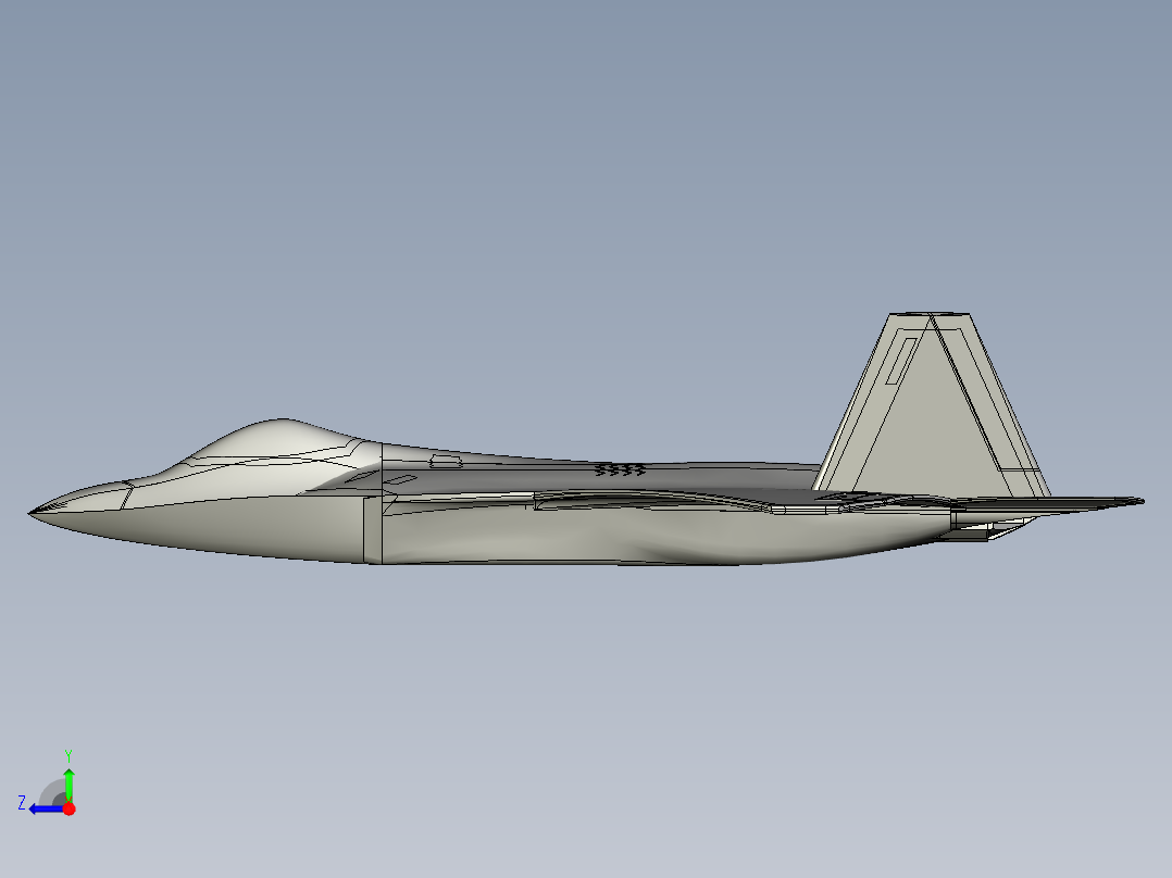 F22猛禽战斗机模型右视图