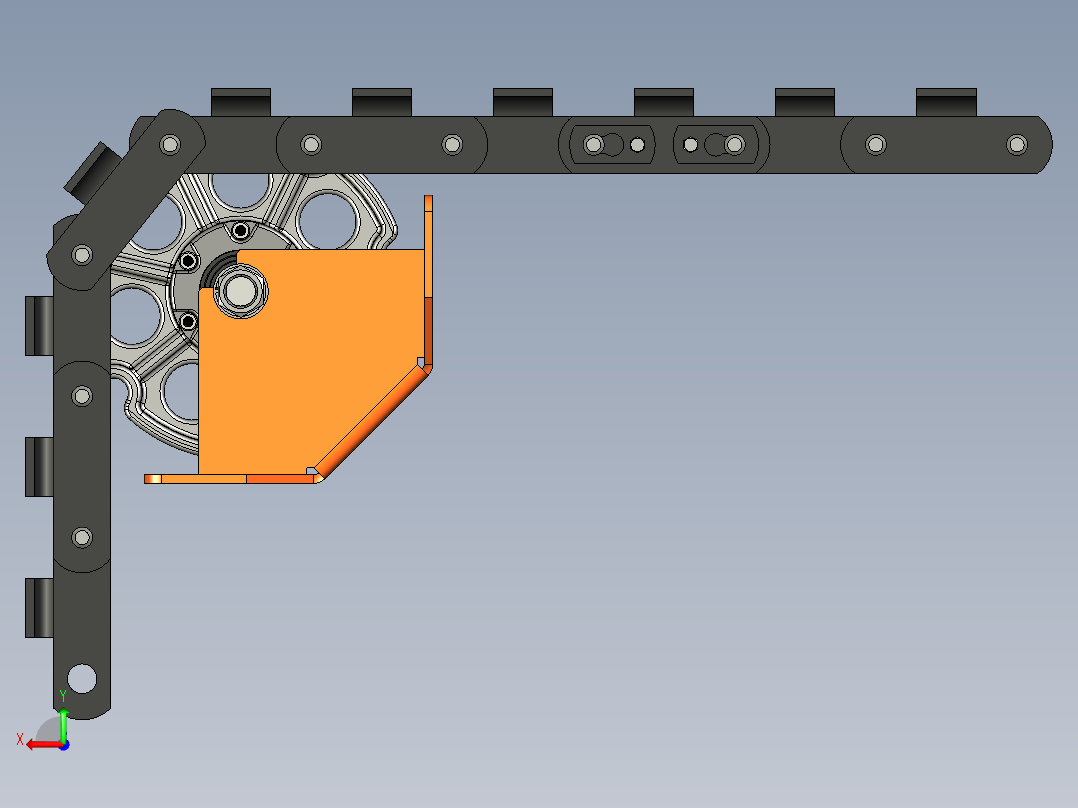 节距为100mm的传动链中间链轮总成后视图