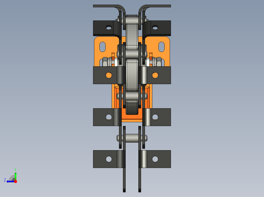 节距为100mm的传动链中间链轮总成右视图