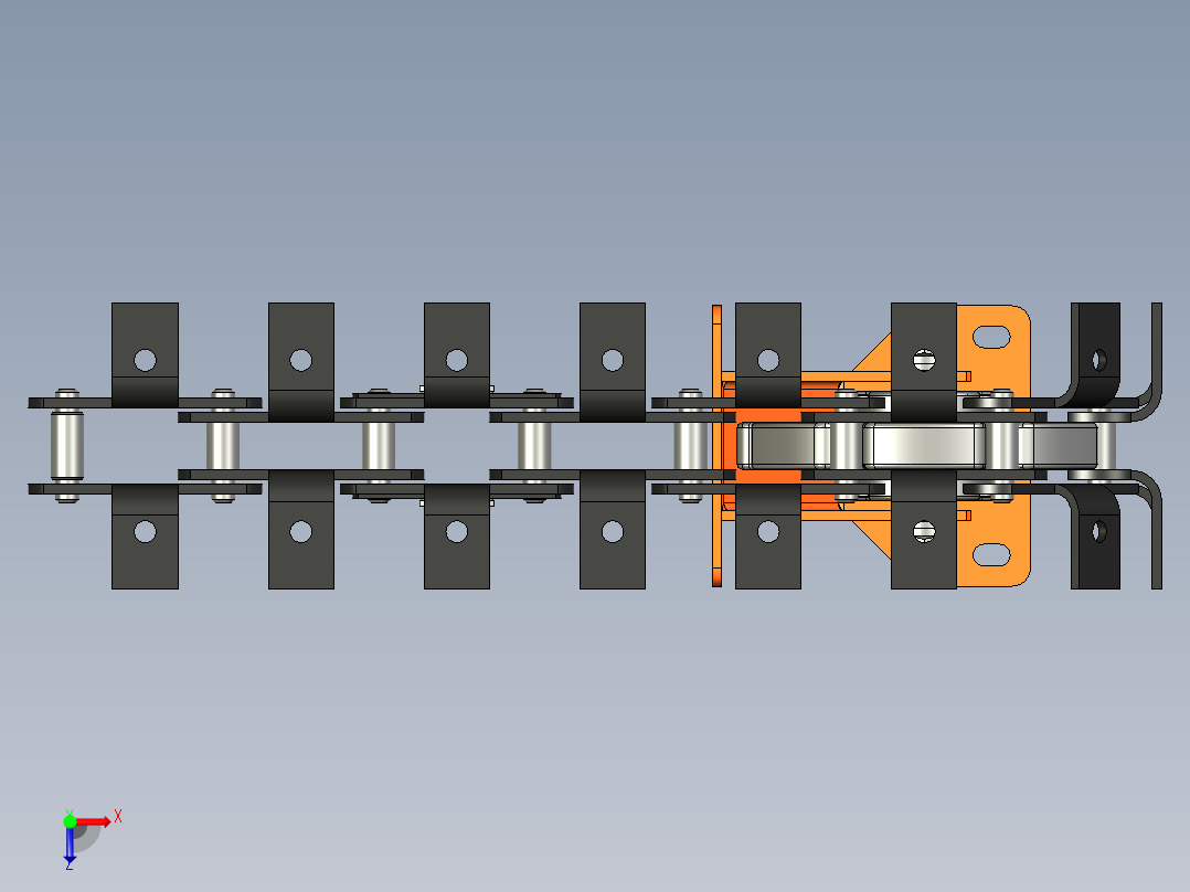 节距为100mm的传动链中间链轮总成俯视图
