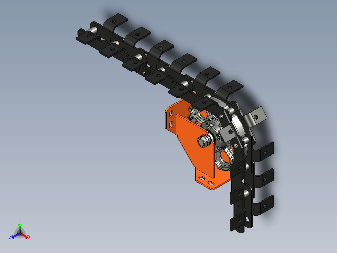 节距为100mm的传动链中间链轮总成正等轴测图
