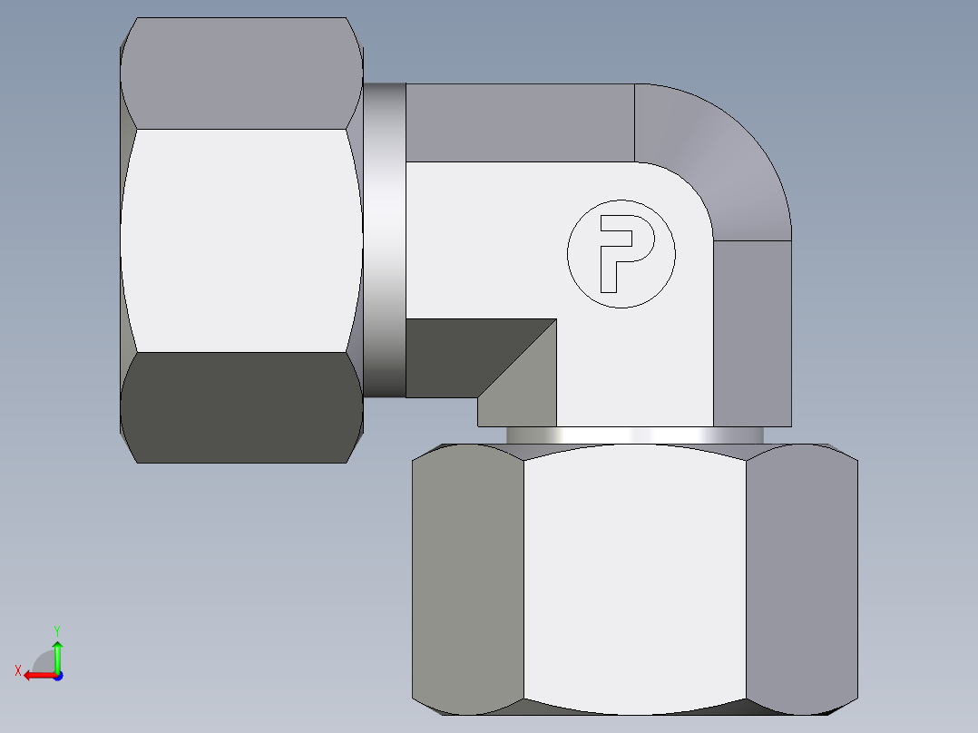 卡套式工业通用硬管接头EO_Swivel_nut_elbow_EW15LCF后视图
