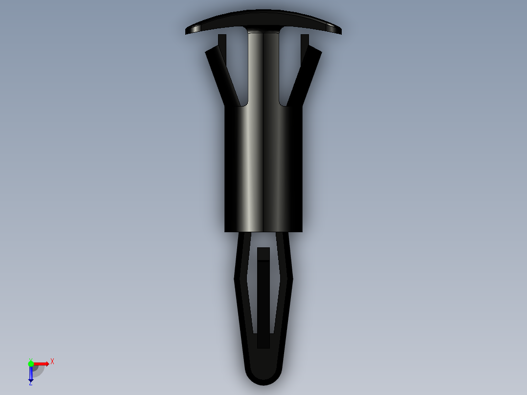 一个从底部插入的卡式垫片，高度10毫米。用于印刷电路板。卡扣孔底部5.4毫米和卡扣孔印刷电路板3.2毫米俯视图