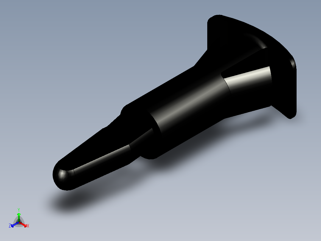 一个从底部插入的卡式垫片，高度10毫米。用于印刷电路板。卡扣孔底部5.4毫米和卡扣孔印刷电路板3.2毫米正等轴测图