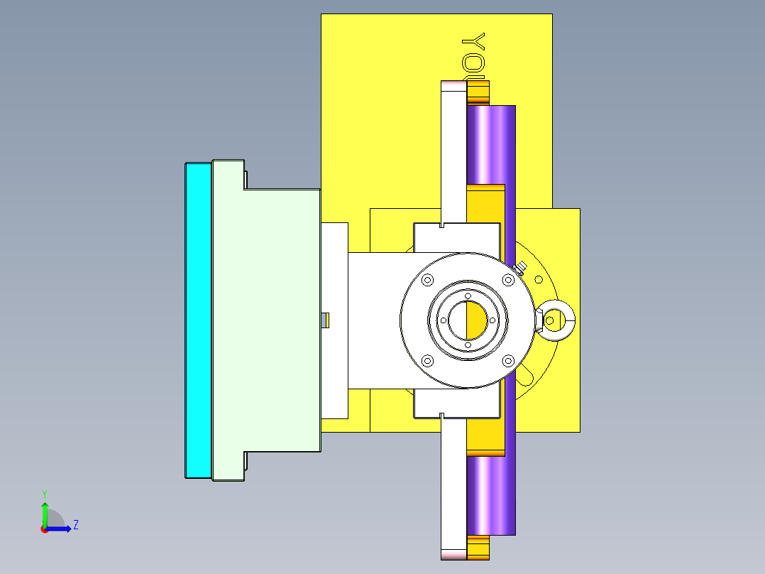 长条椭圆形金属外壳铣端面倒角治具模型左视图