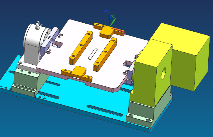 长条椭圆形金属外壳铣端面倒角治具模型