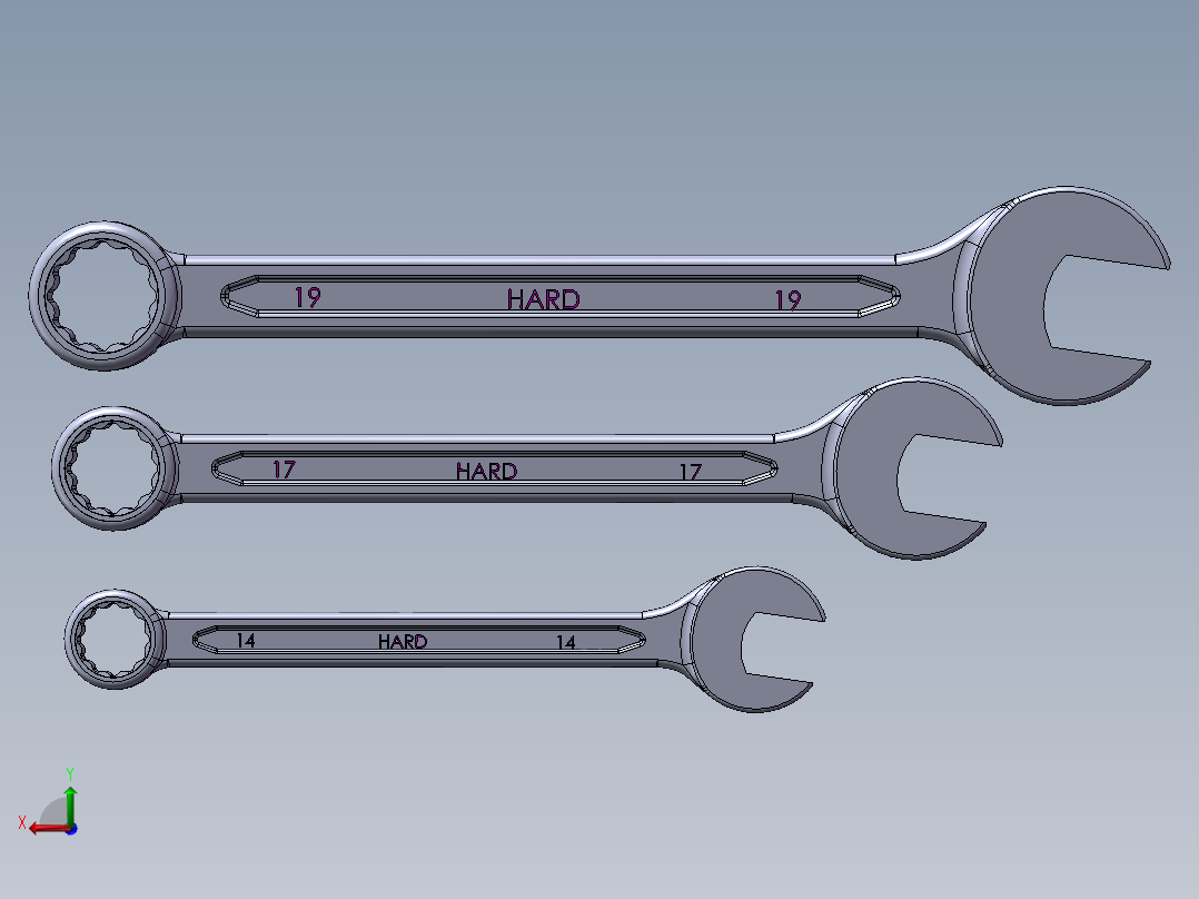 三款开口扳手后视图