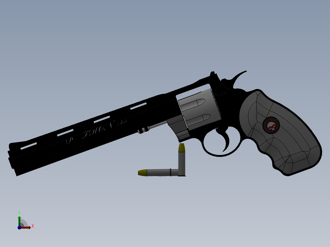 手枪左轮冲锋枪老式狙击步枪设计3D图纸colt-python-8-357-magnum-1955 SW STP STL前视图
