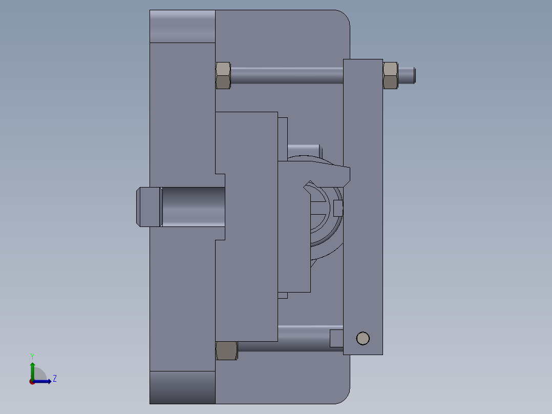 凸轮轴铣面夹具（CAD图+SW三维）左视图