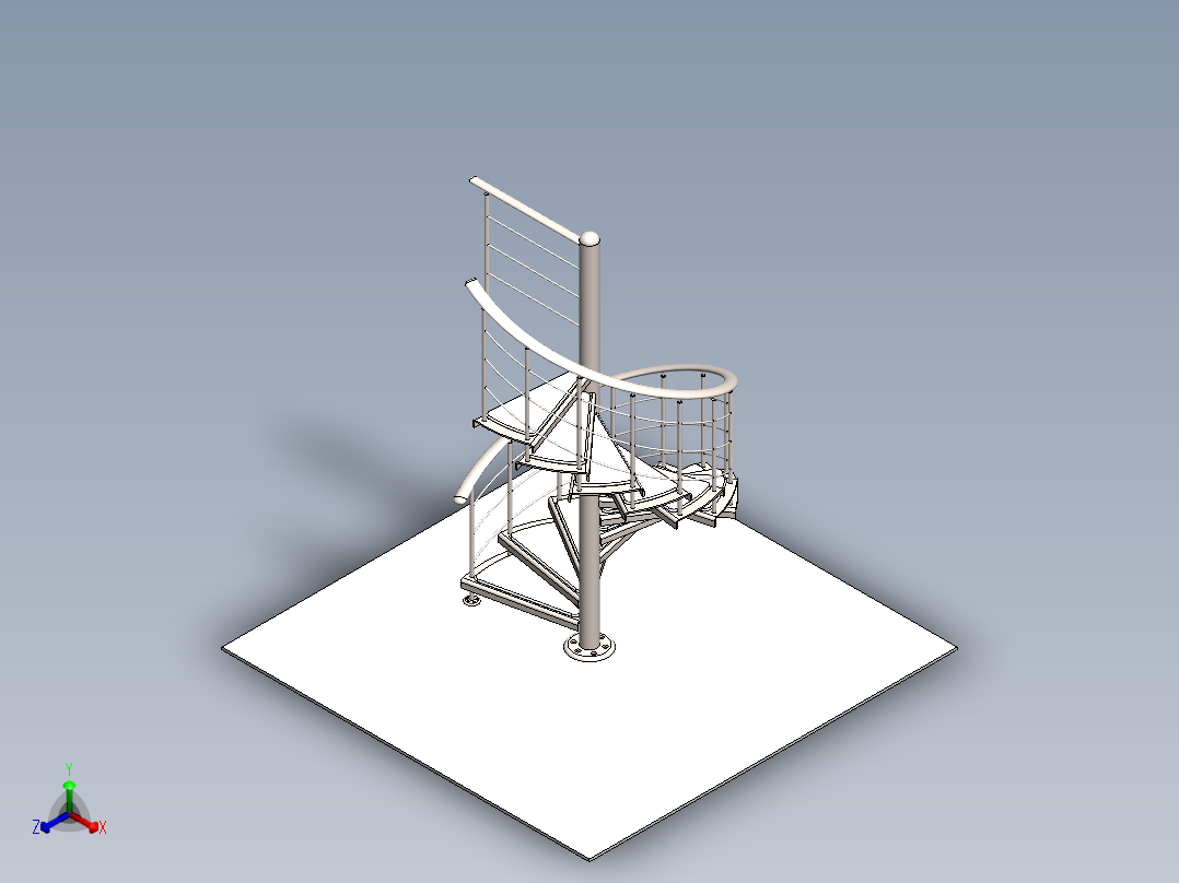 螺旋的楼梯设计正等轴测图