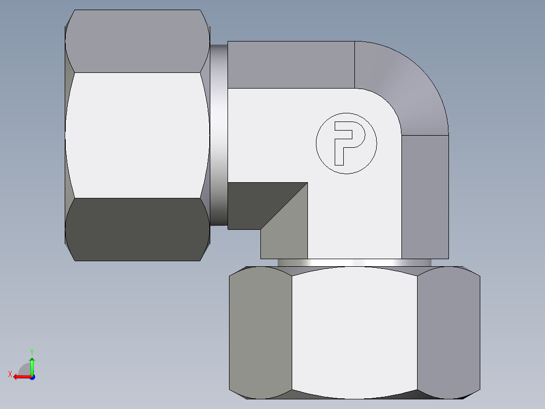 卡套式工业通用硬管接头EO_Swivel_nut_elbow_EW20SCF后视图