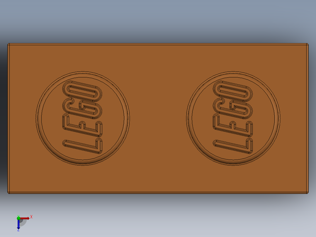 乐高套装 4421基本积木-4121739 - 3004 Bright Orange Brick 1 x 2.SLDPRT俯视图