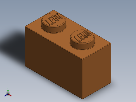 乐高套装 4421基本积木-4121739 - 3004 Bright Orange Brick 1 x 2.SLDPRT正等轴测缩略图