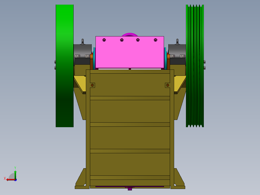 PE600X900颚式破碎机三维后视图