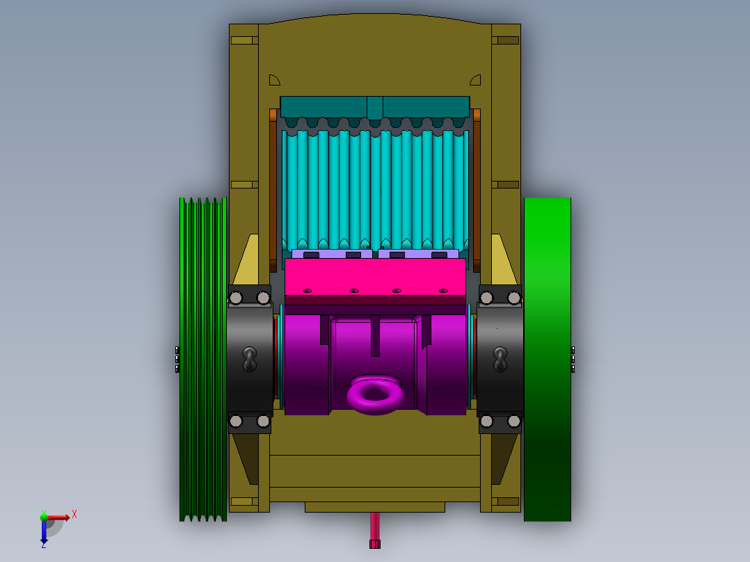 PE600X900颚式破碎机三维俯视图