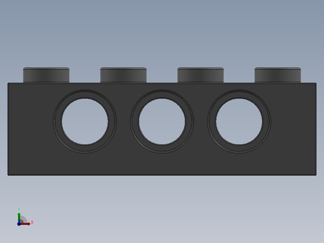 乐高机械组积木（横梁）-4211441 - 3701 Medium Stone Grey Technic Brick 1 x 4 with Holes前视图