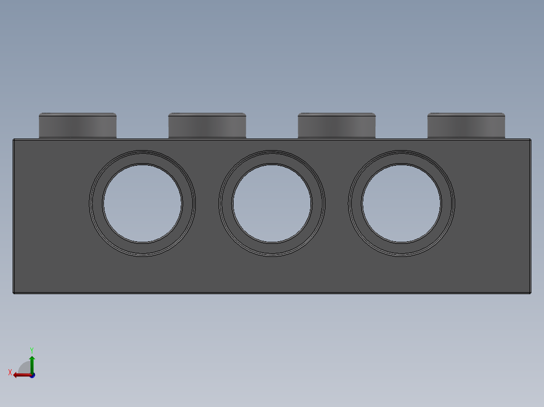 乐高机械组积木（横梁）-4211441 - 3701 Medium Stone Grey Technic Brick 1 x 4 with Holes后视图