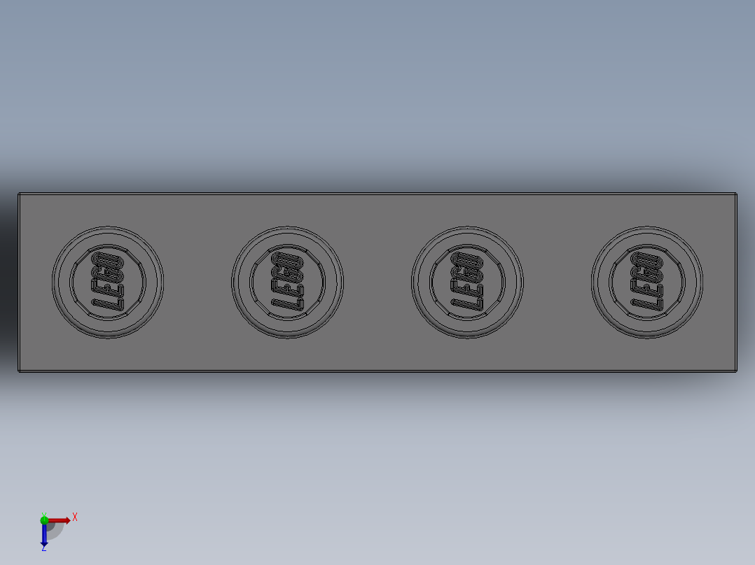 乐高机械组积木（横梁）-4211441 - 3701 Medium Stone Grey Technic Brick 1 x 4 with Holes俯视图