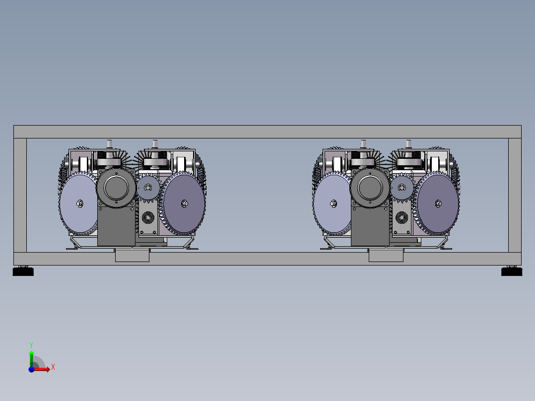 52轴毛刷同步旋转清洗机-伞齿轮-双驱动-洗鞋前视图