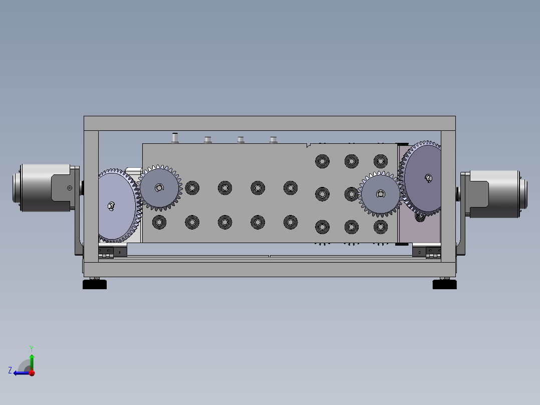 52轴毛刷同步旋转清洗机-伞齿轮-双驱动-洗鞋右视图