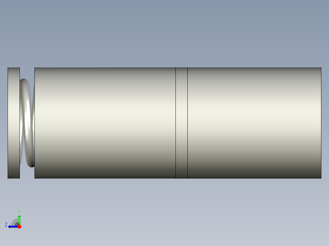 刚性管内的弹性弹簧右视图
