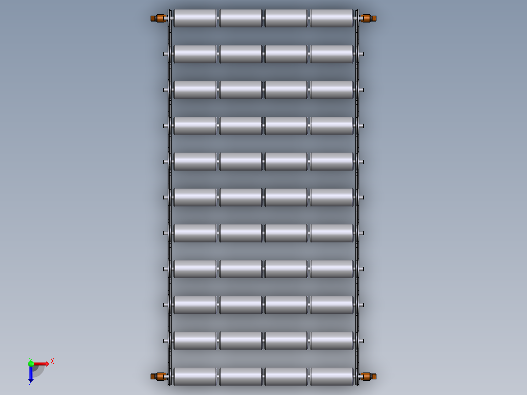 剪式滚筒输送机俯视图