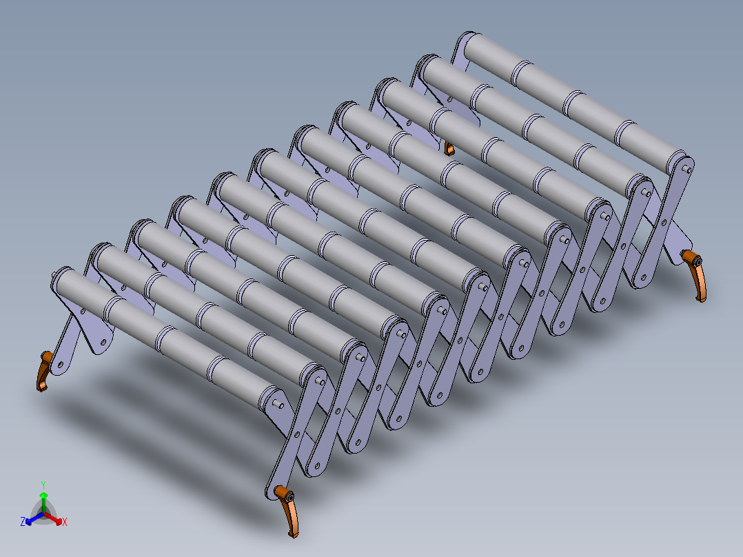 剪式滚筒输送机正等轴测图