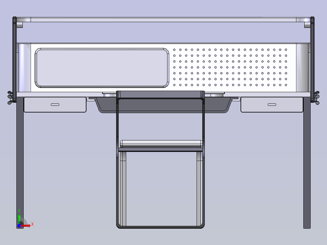 可调节的办公桌前视图