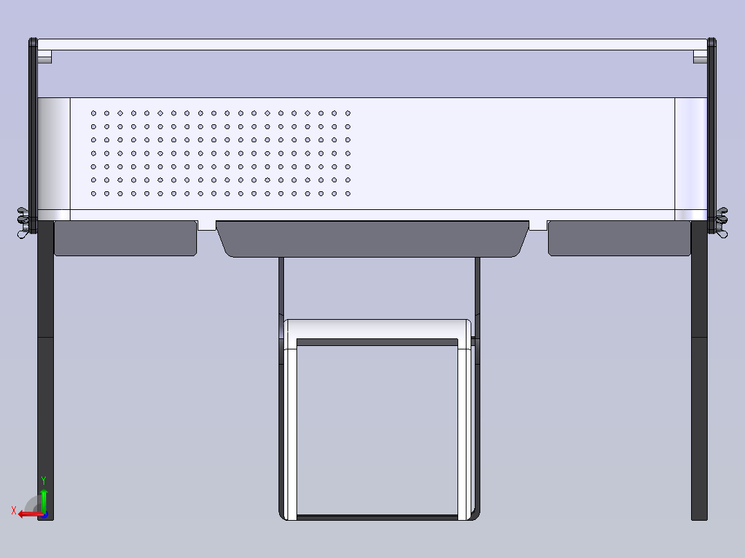 可调节的办公桌后视图