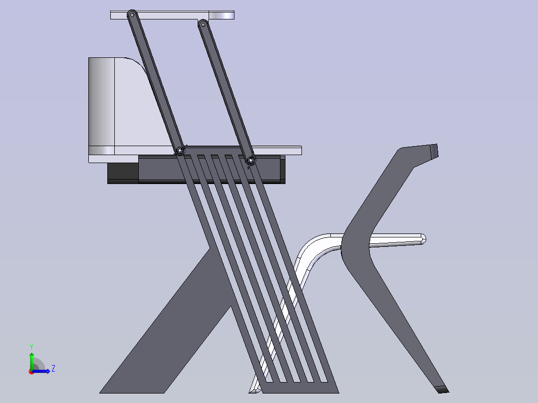 可调节的办公桌左视图
