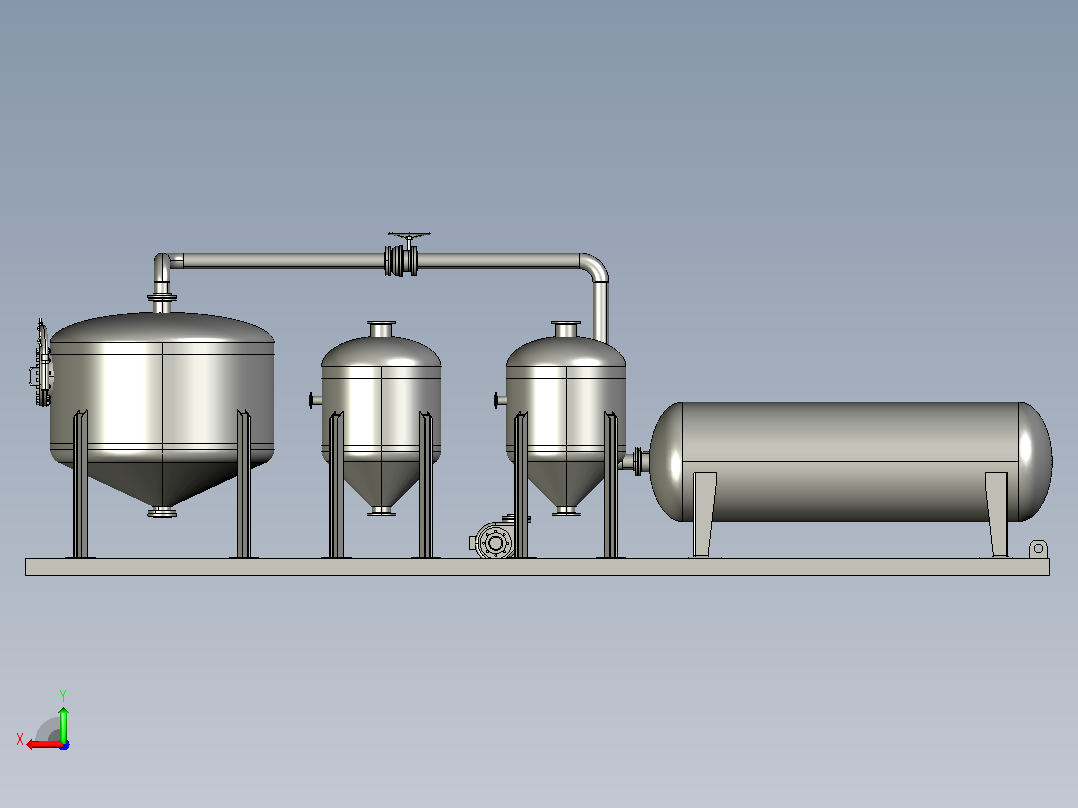 SolidWorks管道布线水箱和管道布线组件后视图