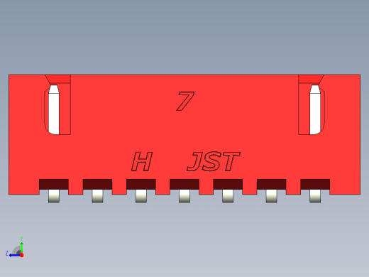 红色JST XH 7针连接器P 2 54mm成角度右视缩略图