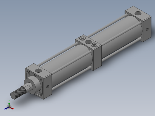 XQGAZN系列 普通型气液阻尼缸[XQGAZN-50×100]正等轴测缩略图