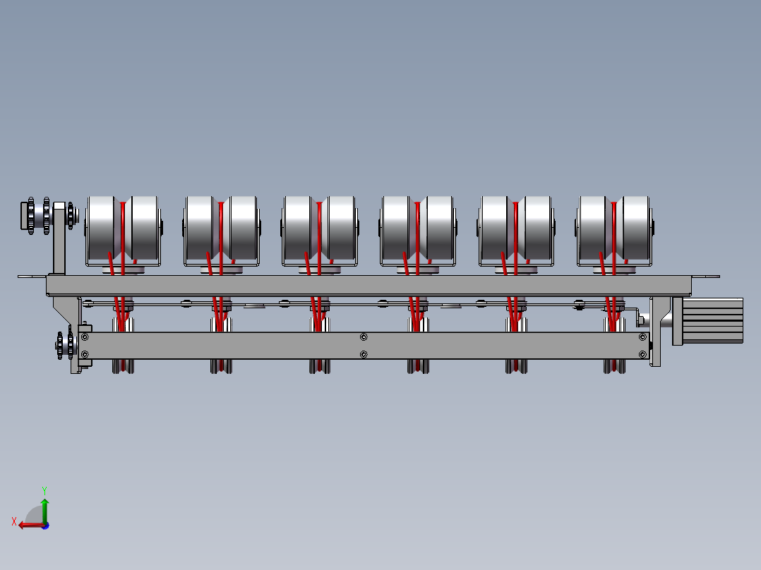 流水线斜轮转向机构 3D图 机械设计自动化3D模型文件素材后视图