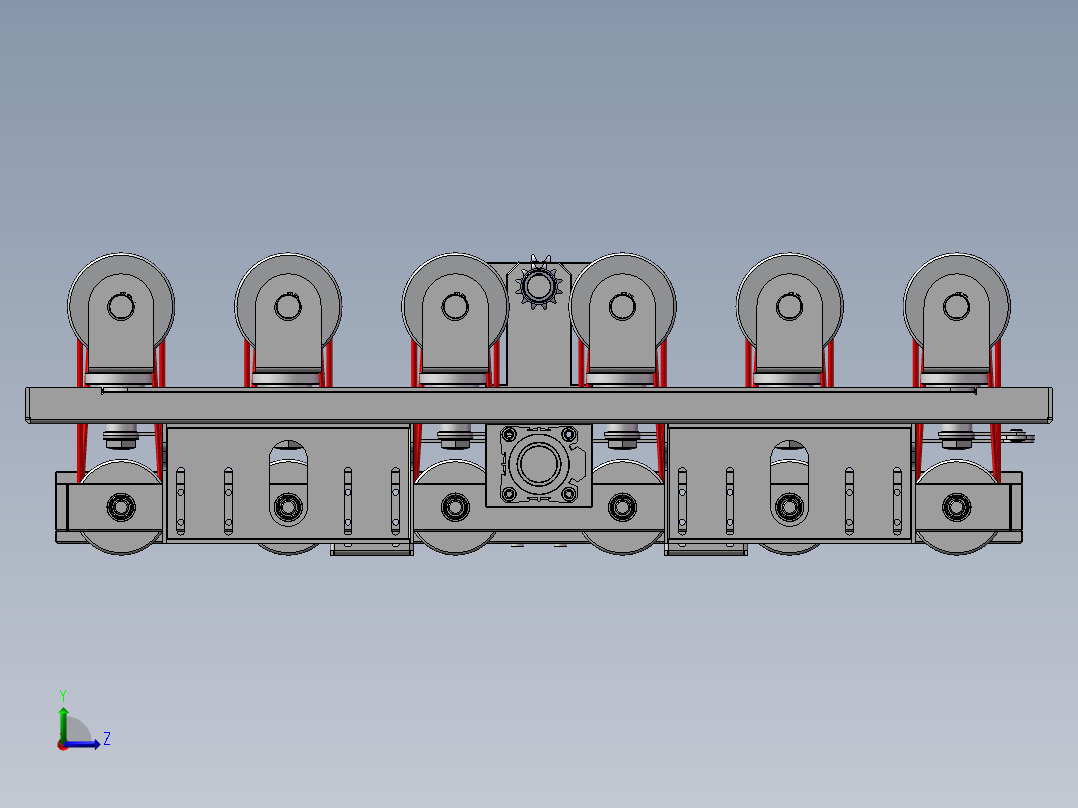 流水线斜轮转向机构 3D图 机械设计自动化3D模型文件素材左视图