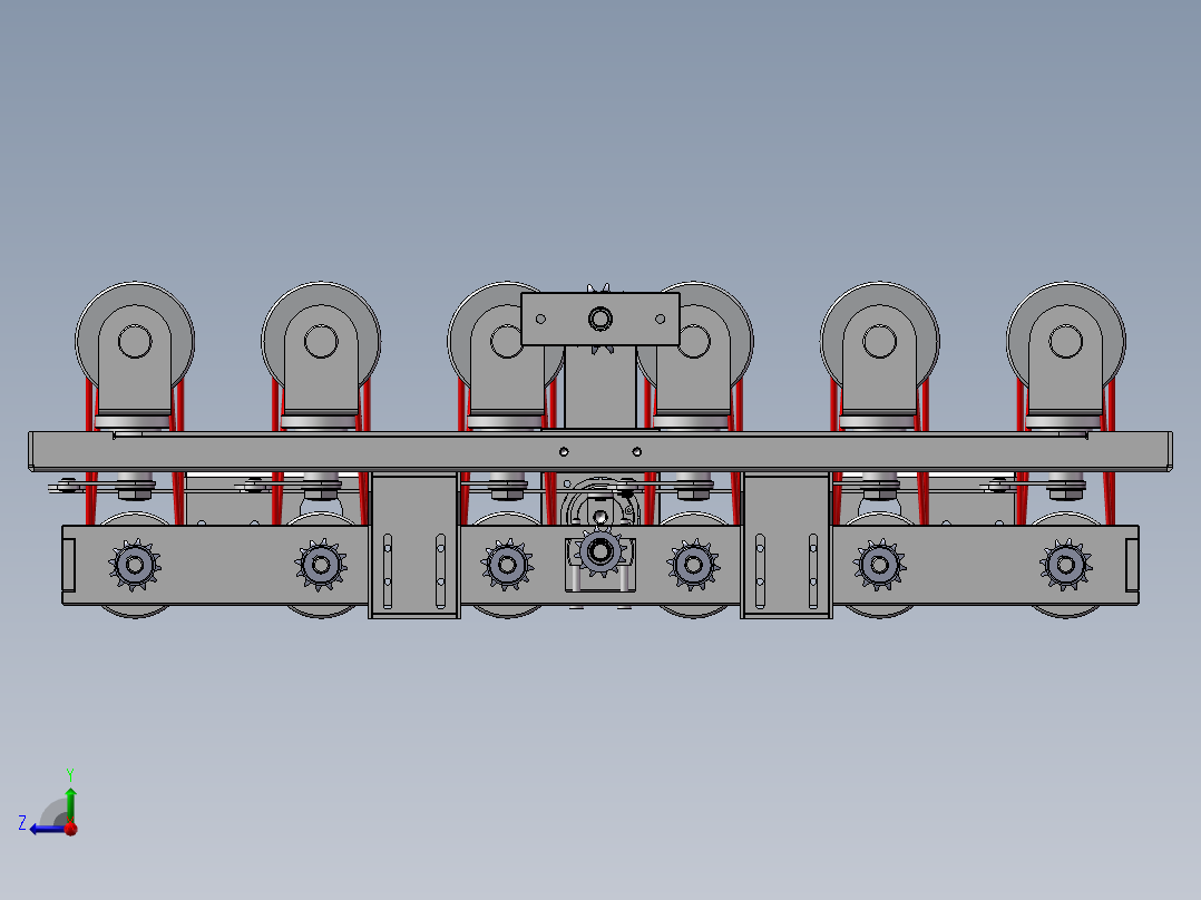 流水线斜轮转向机构 3D图 机械设计自动化3D模型文件素材右视图