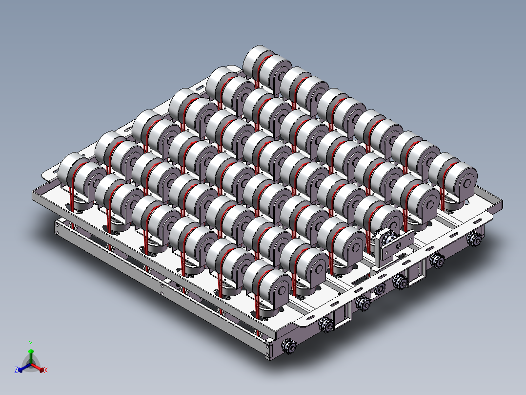 流水线斜轮转向机构 3D图 机械设计自动化3D模型文件素材正等轴测图