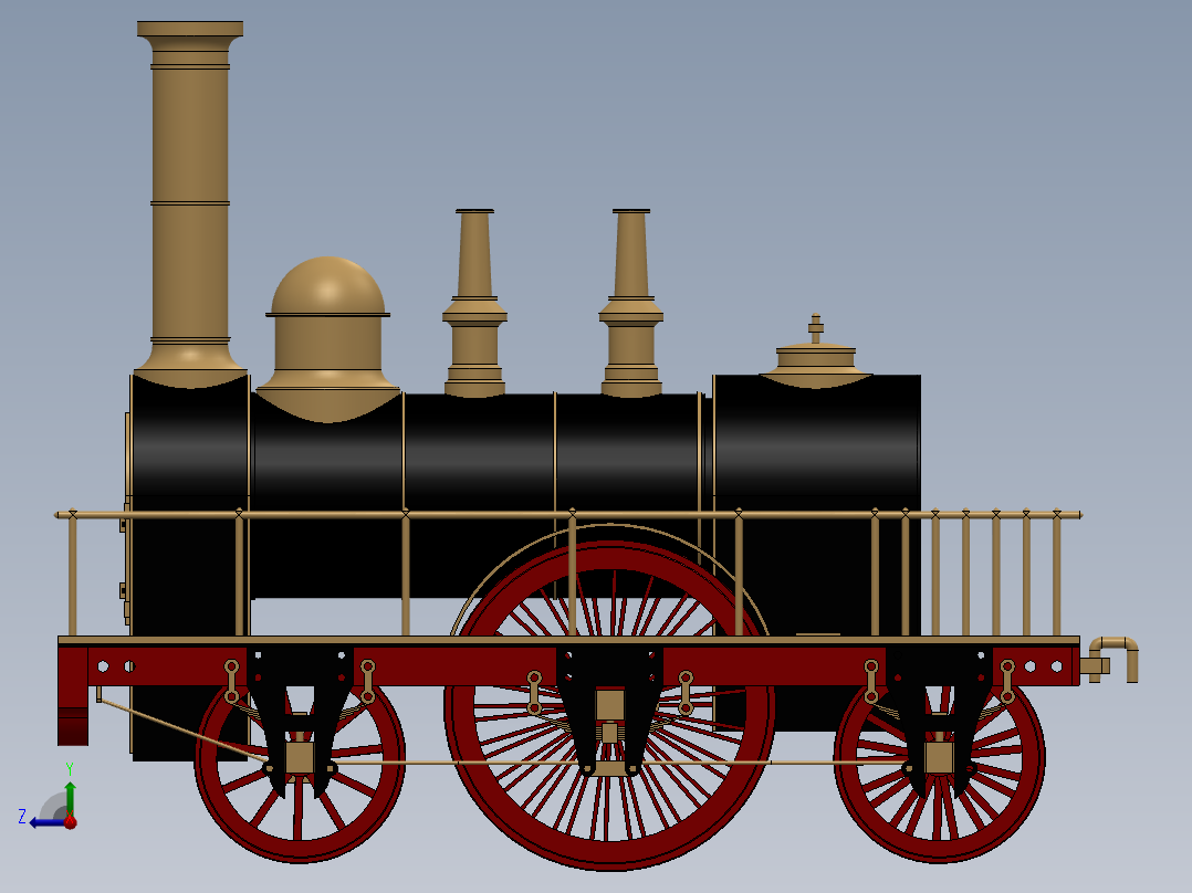 蒸汽火车头SW2014右视图