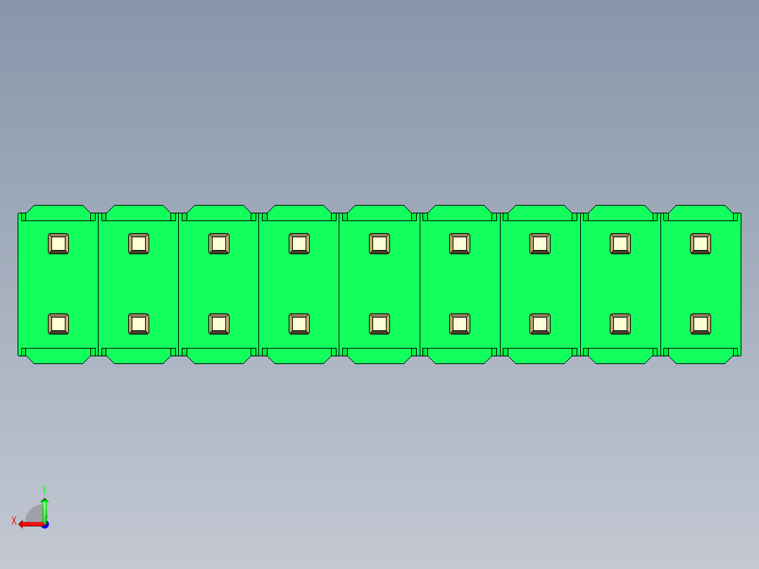 彩色公头100mil（2.54mm）系列-DS1021_green_2x09p_100mil_Type1_rev1.0后视图